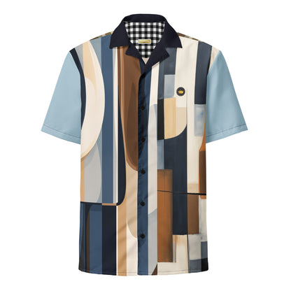 Desert Dune in Blue Abstract Eco-Poly S/S Unisex Button Front Shirt