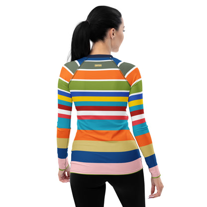 Beach Girl 70s Rugby Stripe Rash Guard