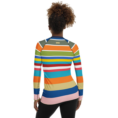 Beach Girl 70s Rugby Stripe Rash Guard