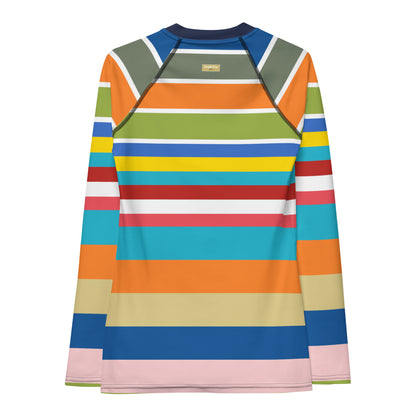 Beach Girl 70s Rugby Stripe Rash Guard