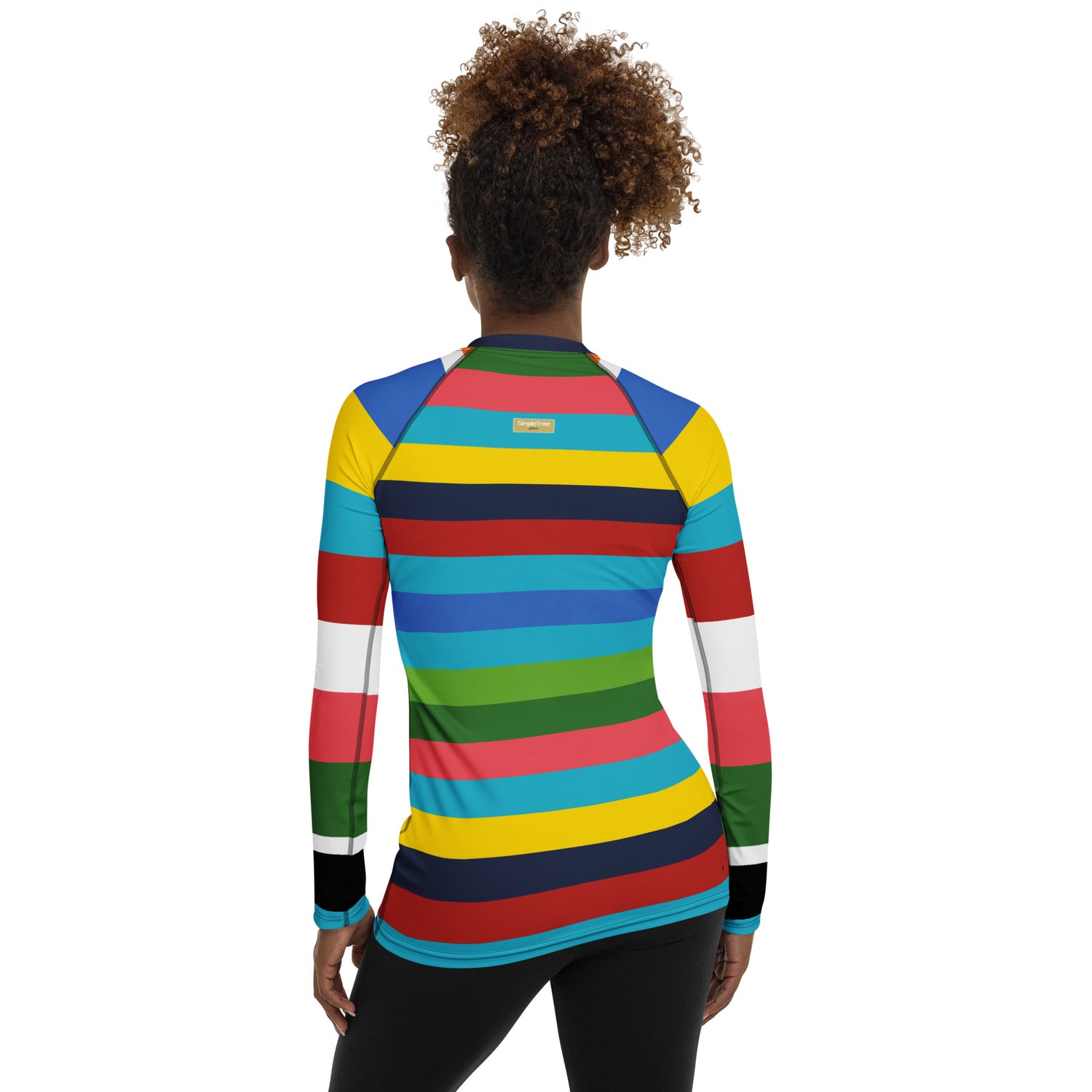 Caribbean Blue Rainbow Rugby Stripe Rash Guard