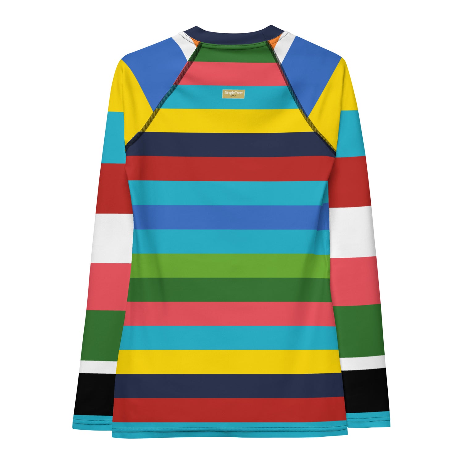 Caribbean Blue Rainbow Rugby Stripe Rash Guard