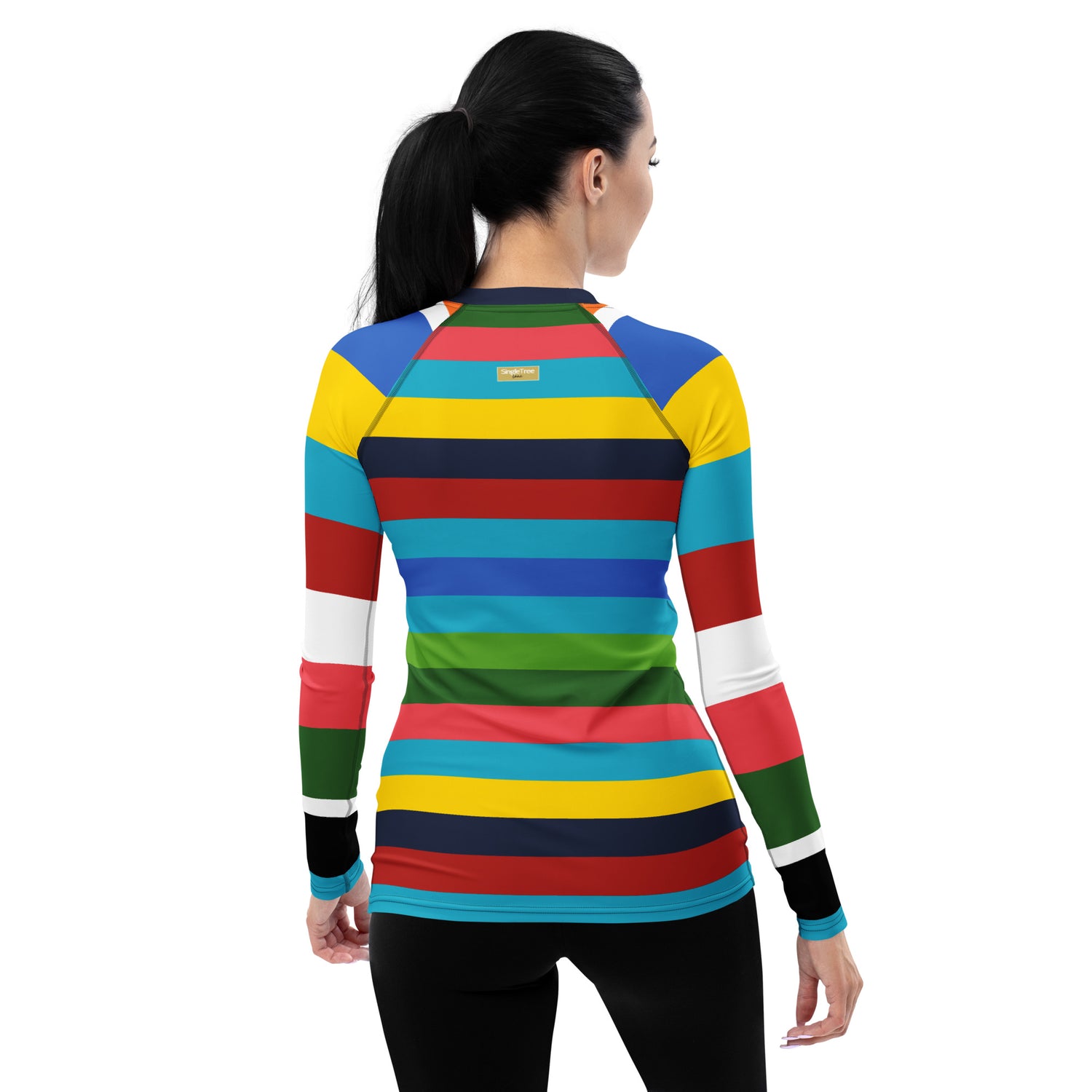 Caribbean Blue Rainbow Rugby Stripe Rash Guard