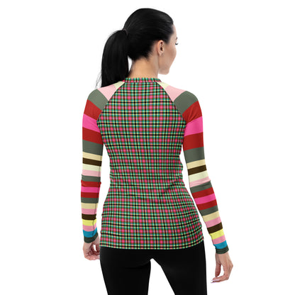 Pink Haberdash Plaid Rugby Stripe Rash Guard