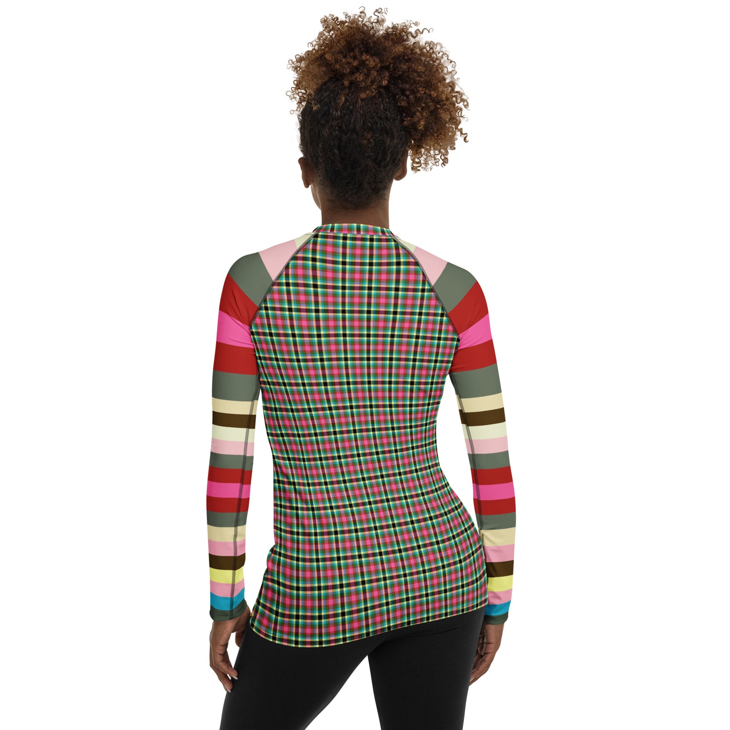 Pink Haberdash Plaid Rugby Stripe Rash Guard