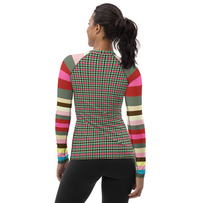 Pink Haberdash Plaid Rugby Stripe Rash Guard