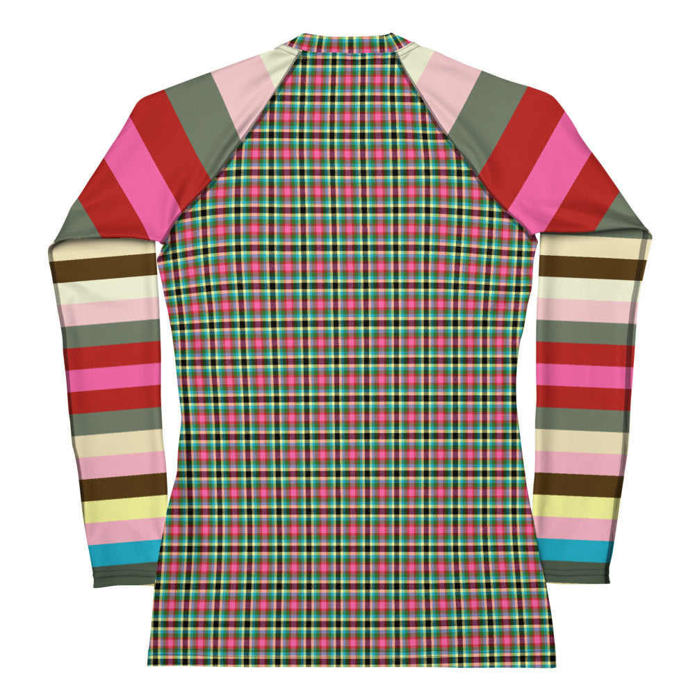 Pink Haberdash Plaid Rugby Stripe Rash Guard