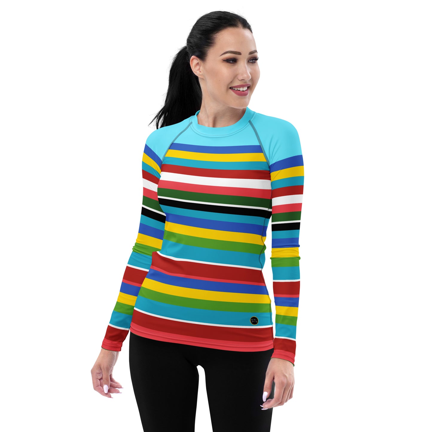 Bal Harbor Blue Ice Rugby Stripe Rash Guard