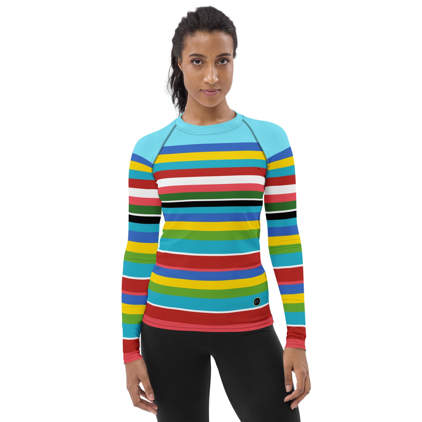 Bal Harbor Blue Ice Rugby Stripe Rash Guard