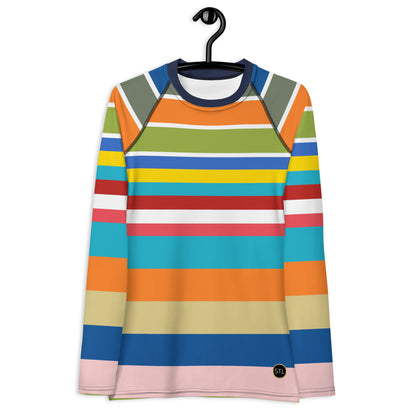 Beach Girl 70s Rugby Stripe Rash Guard