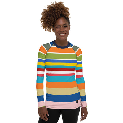 Beach Girl 70s Rugby Stripe Rash Guard