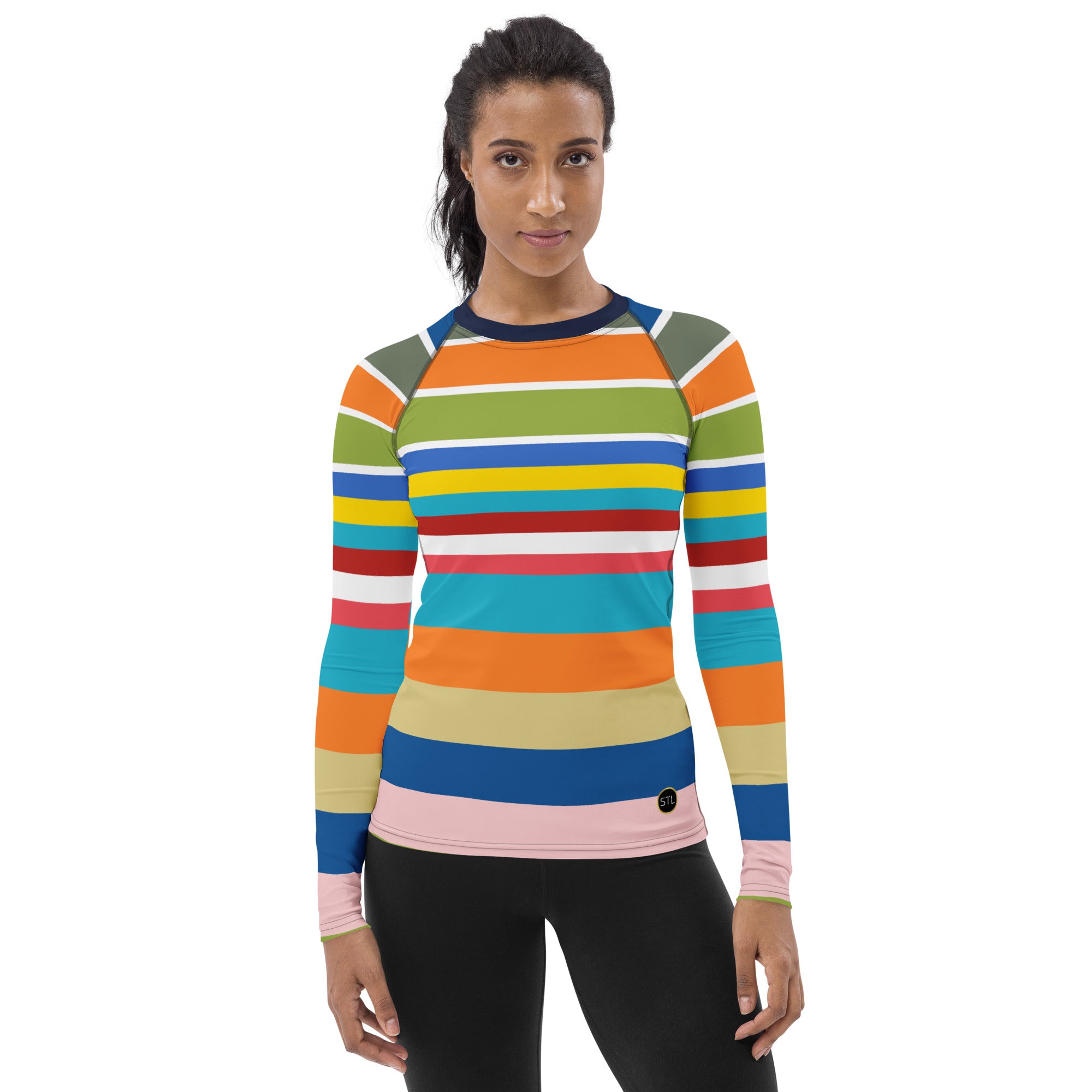 Beach Girl 70s Rugby Stripe Rash Guard