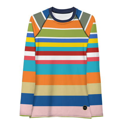 Beach Girl 70s Rugby Stripe Rash Guard