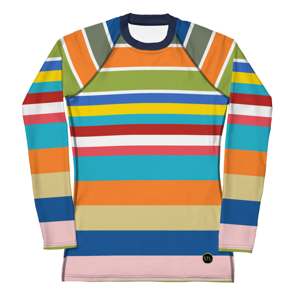 Beach Girl 70s Rugby Stripe Rash Guard