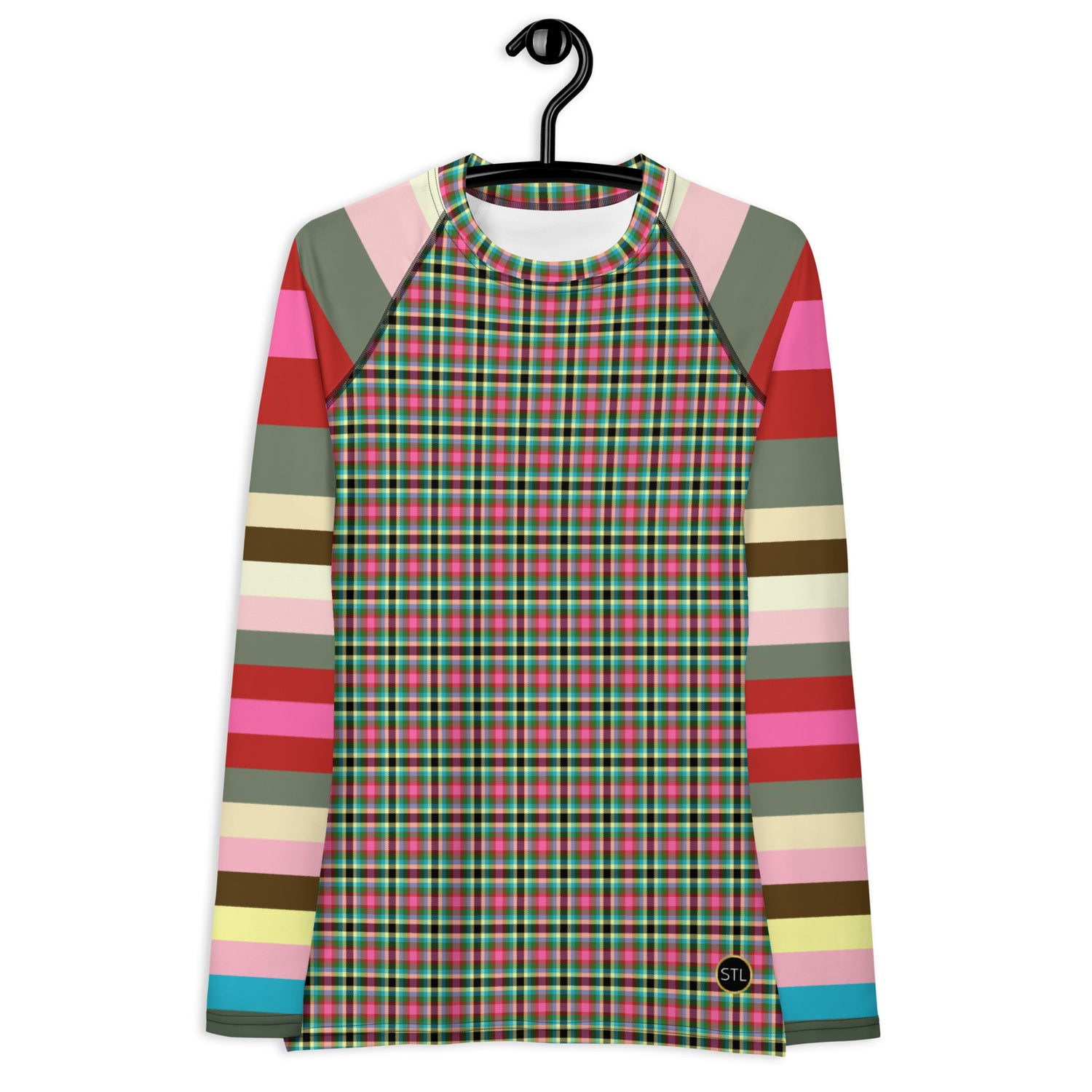 Pink Haberdash Plaid Rugby Stripe Rash Guard