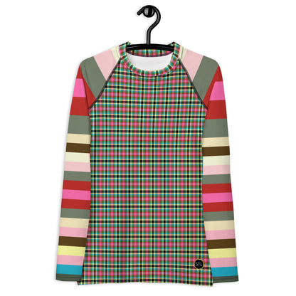 Pink Haberdash Plaid Rugby Stripe Rash Guard