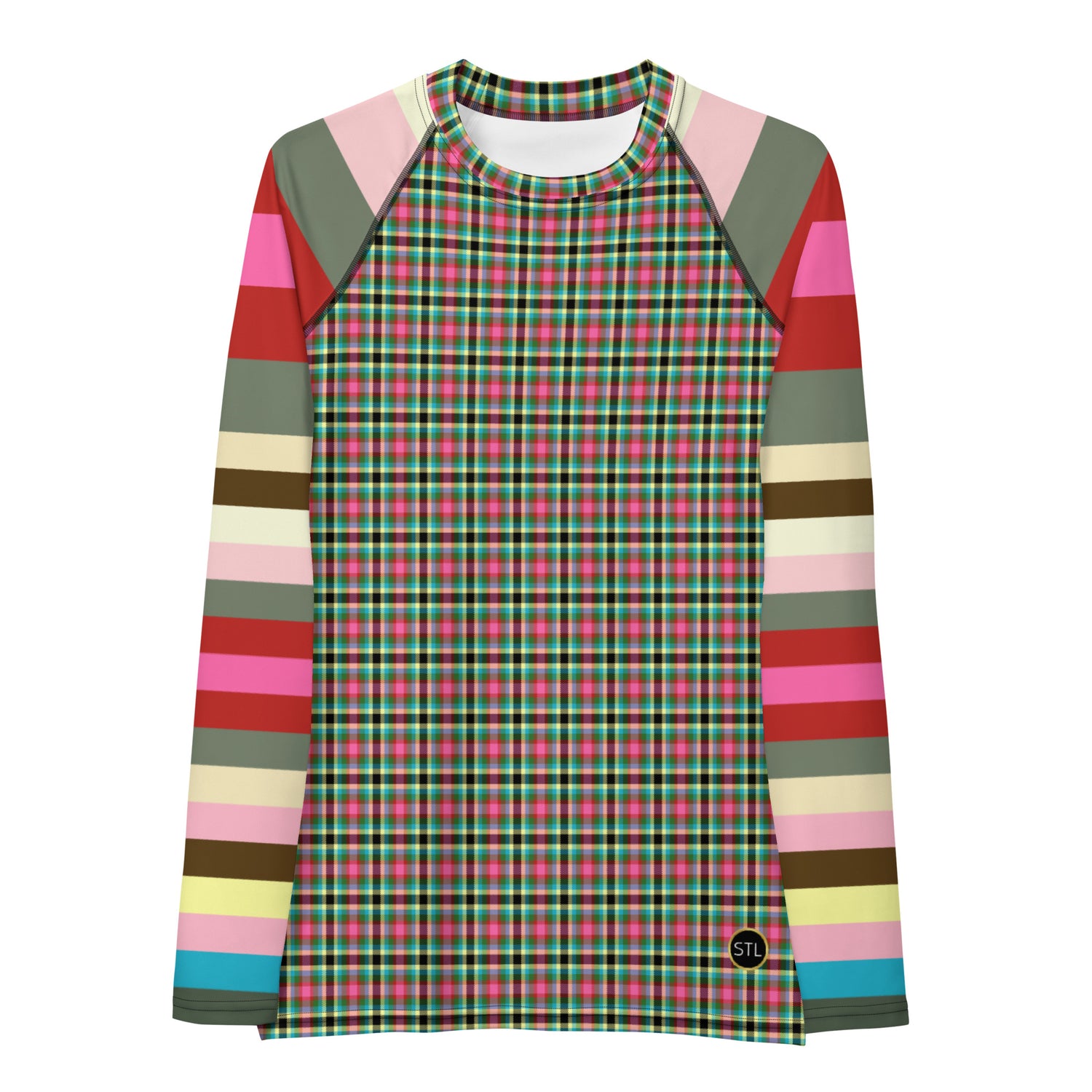 Pink Haberdash Plaid Rugby Stripe Rash Guard