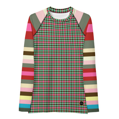 Pink Haberdash Plaid Rugby Stripe Rash Guard