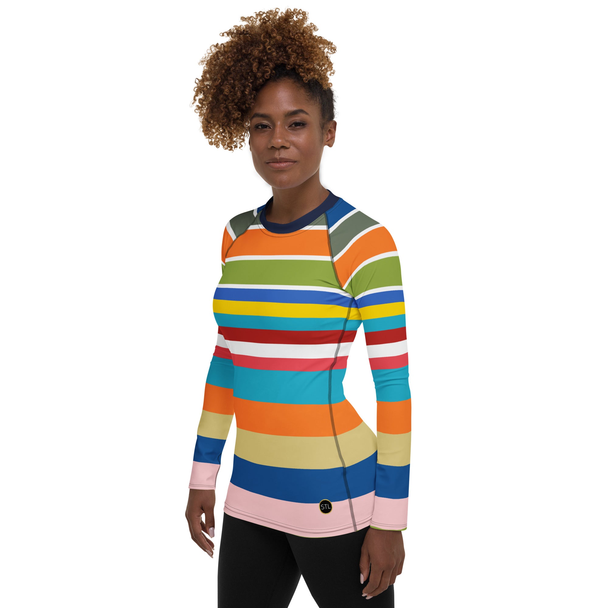 Beach Girl 70s Rugby Stripe Rash Guard