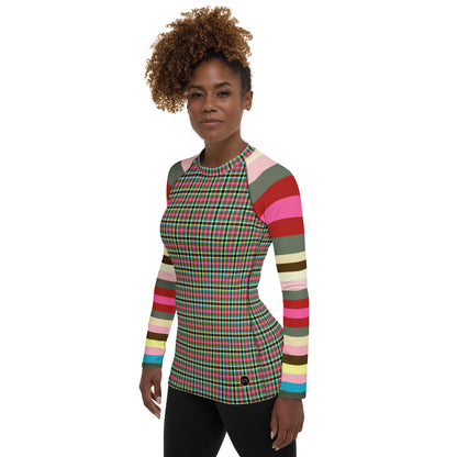 Pink Haberdash Plaid Rugby Stripe Rash Guard