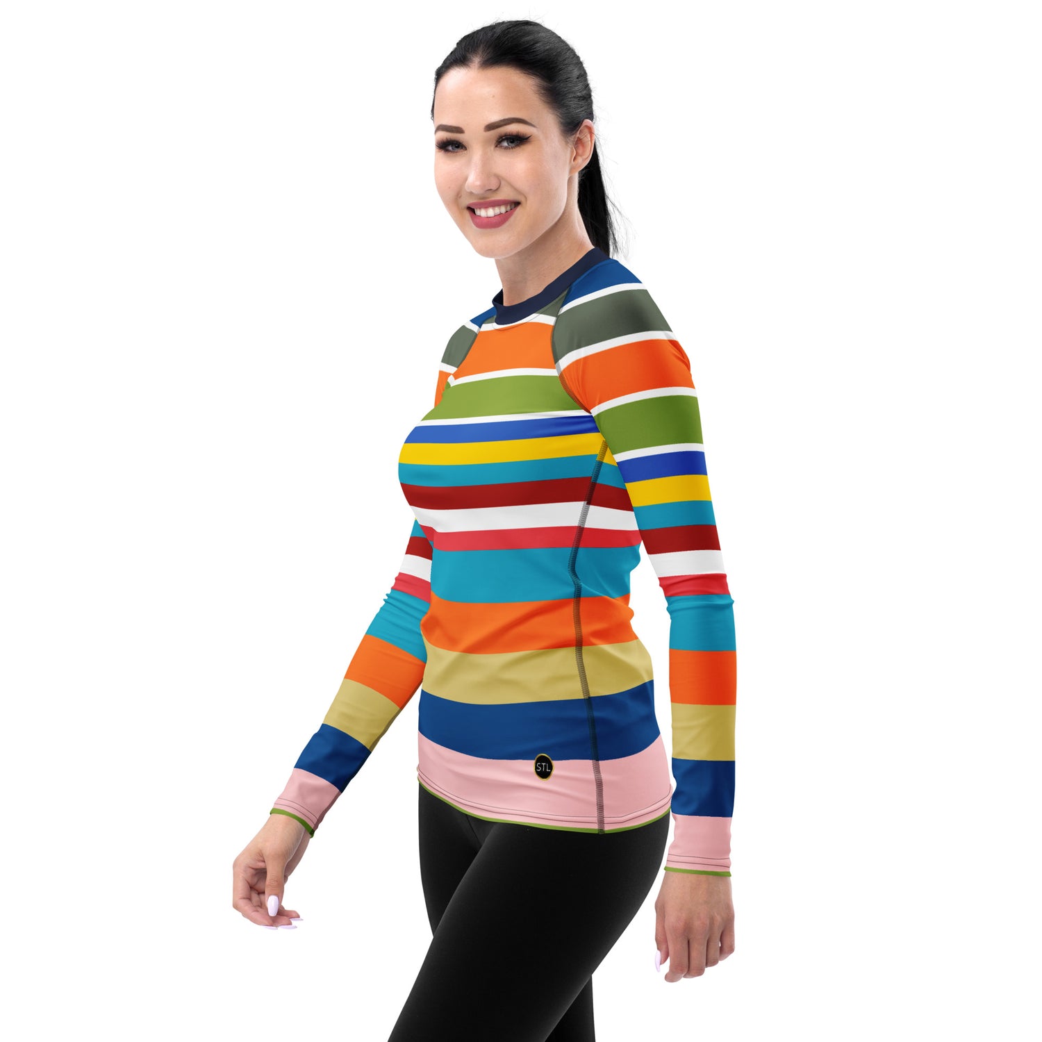 Beach Girl 70s Rugby Stripe Rash Guard