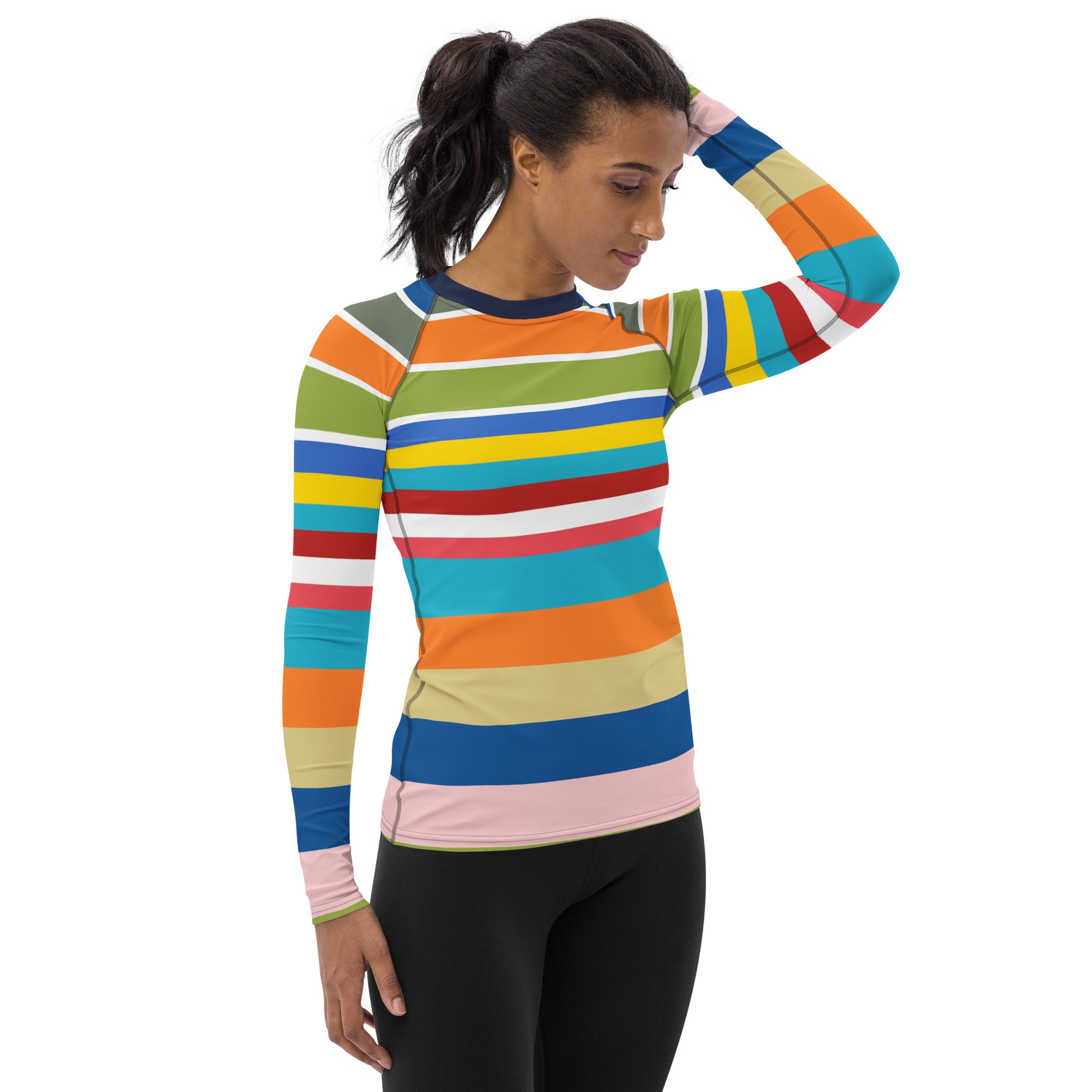 Beach Girl 70s Rugby Stripe Rash Guard