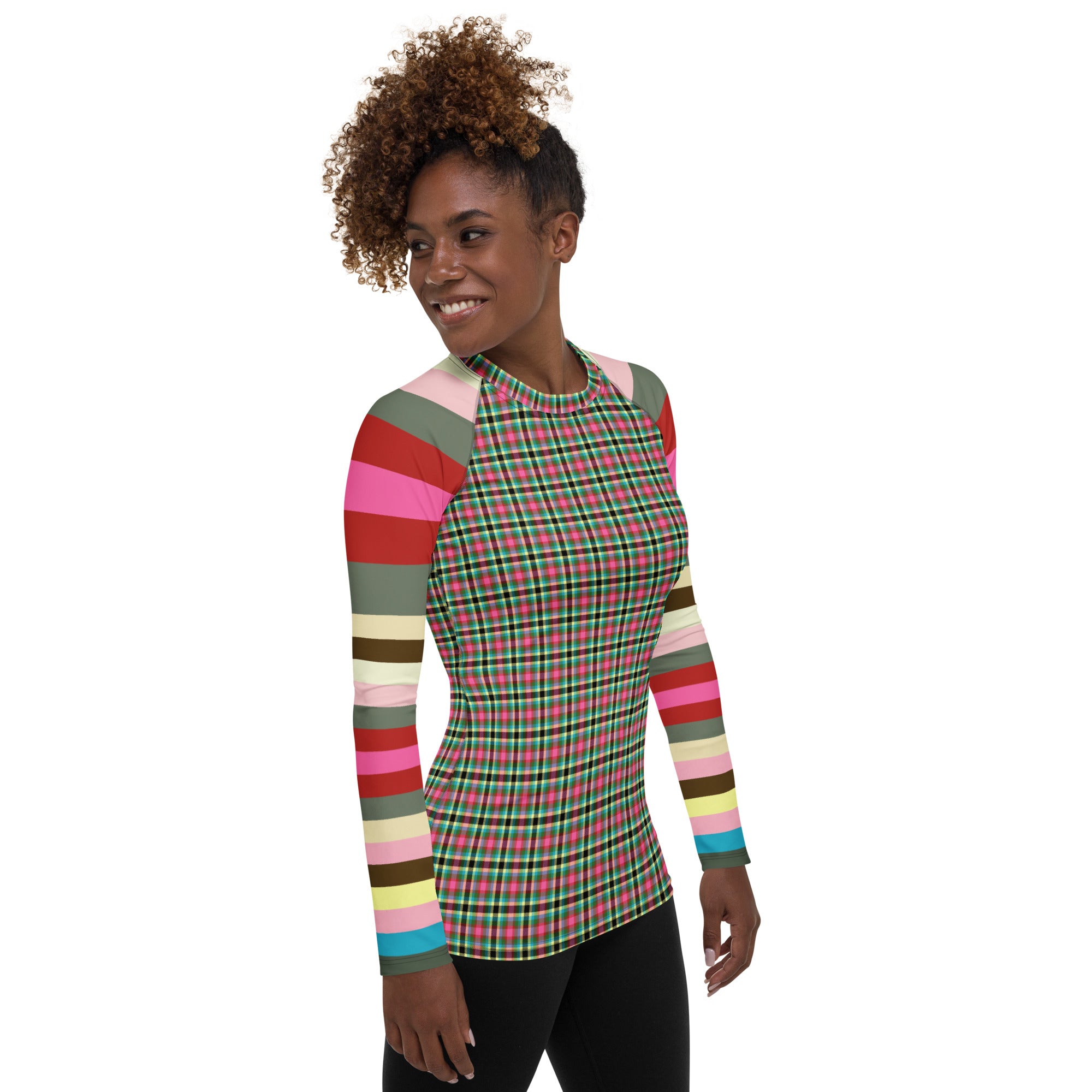 Pink Haberdash Plaid Rugby Stripe Rash Guard