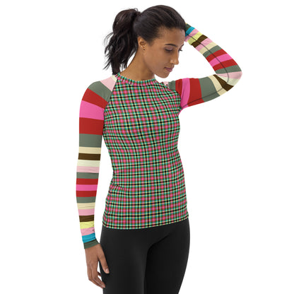 Pink Haberdash Plaid Rugby Stripe Rash Guard