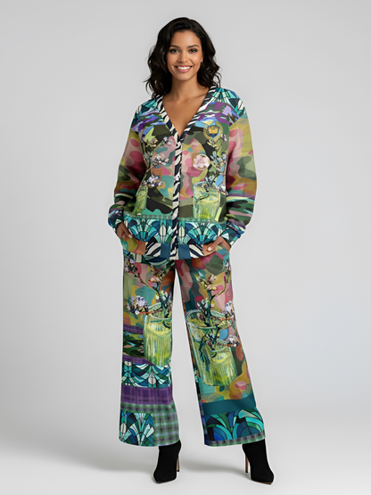 Almond Twig in Camouflage Patchwork Heavyweight Unisex Cardigan