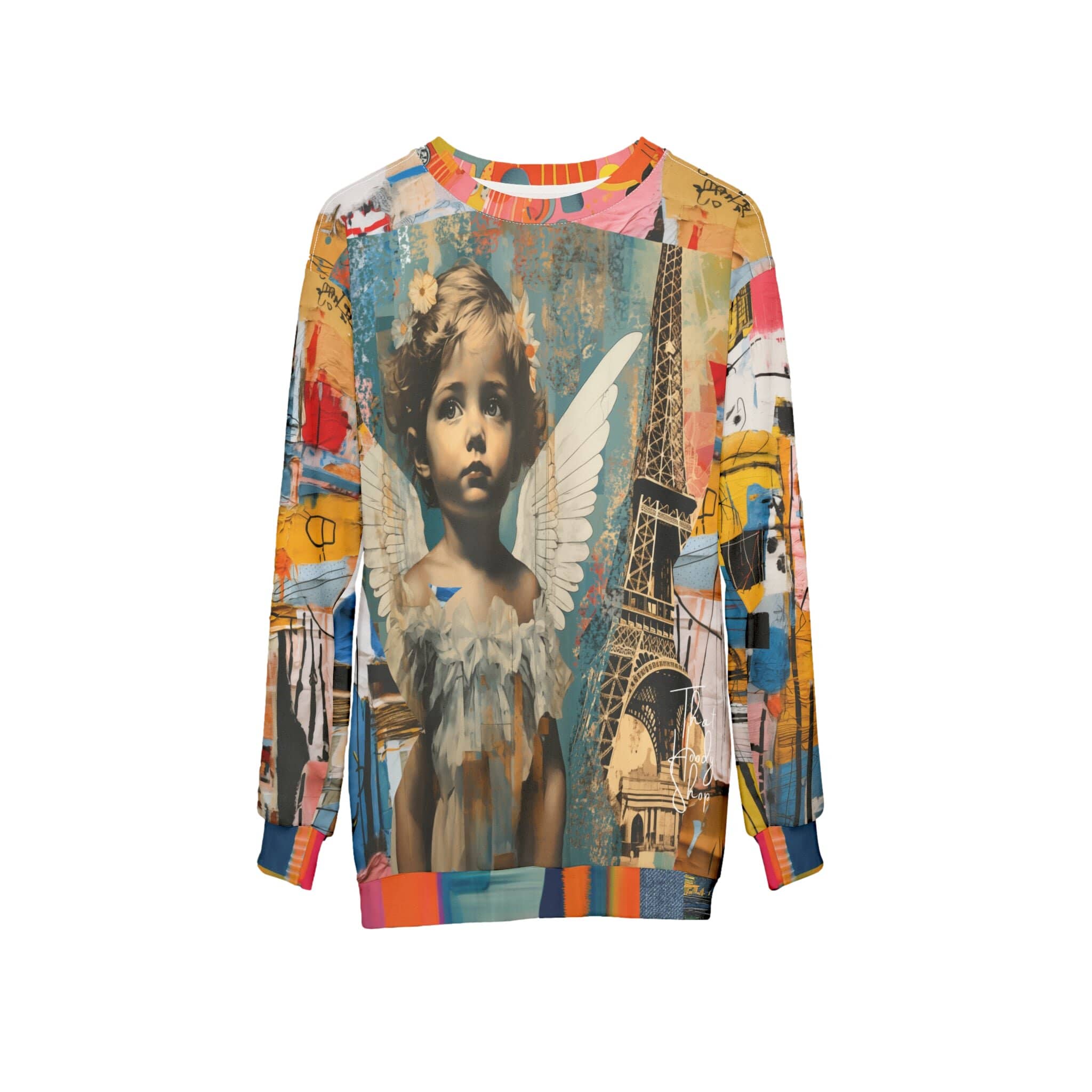 Angels in Paris Graffiti Art Mid-Weight Polyester Unisex Sweatshirt (Gold Label)