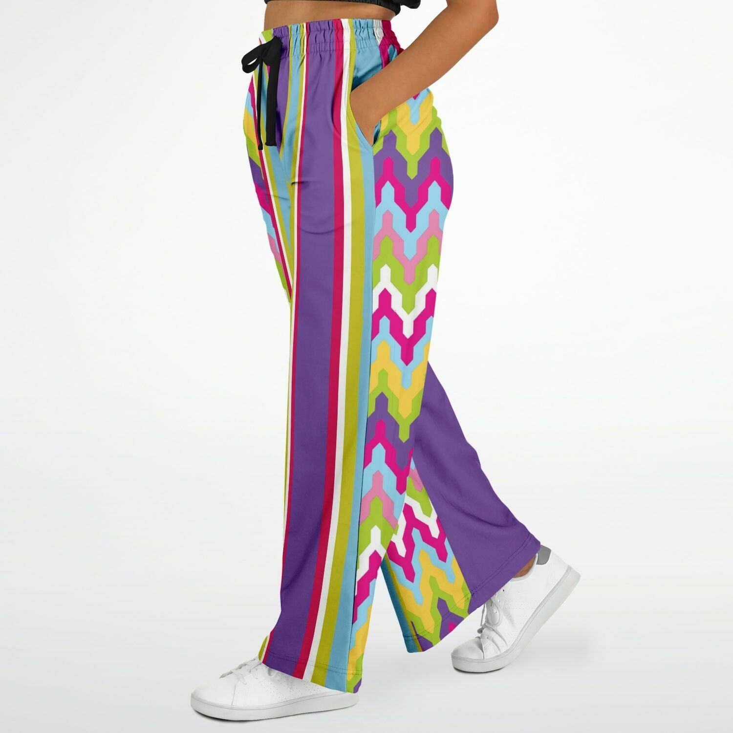 Groovy Purple Calypso Stripe Eco-Poly Wide Leg Pants