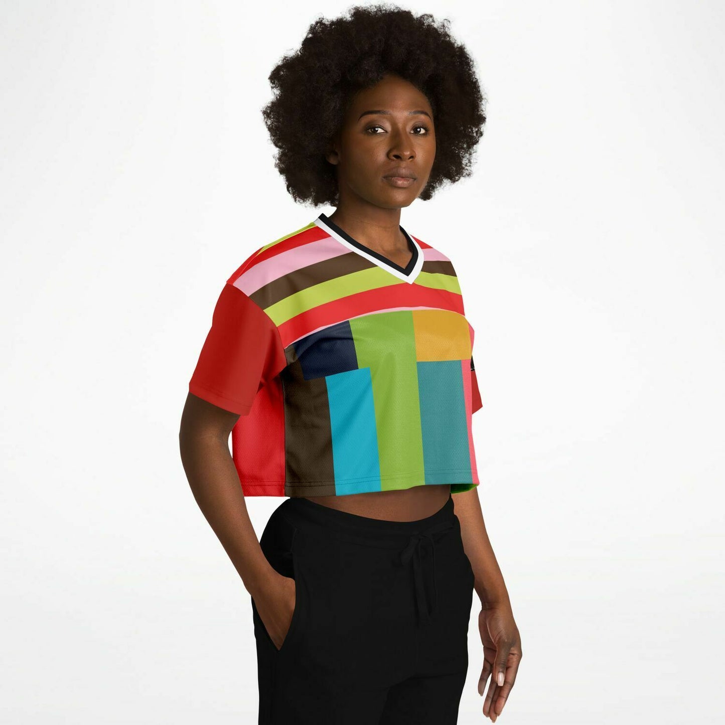 Watermelon Crush Rugby Stripe Eco-Poly Crop Jersey