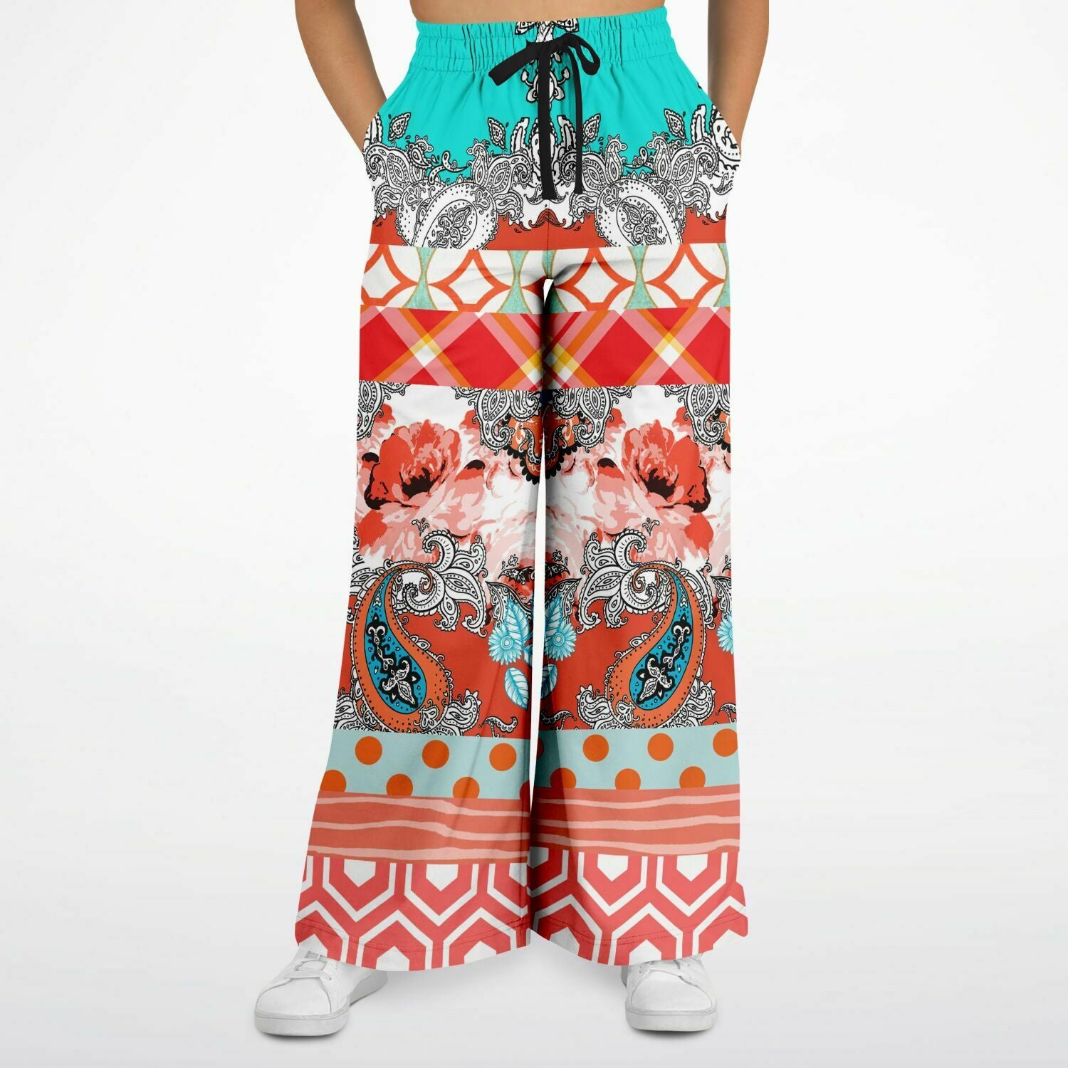 Coral Springs Hippie Patchwork Eco-Poly Wide Leg Pants