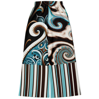 Turk and Caicos Ocean Swirl Eco-Poly Wide Leg Pants