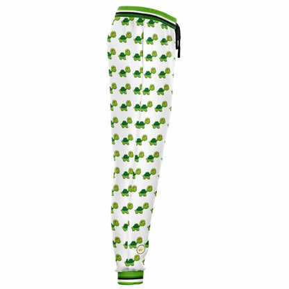 Green Acres Turtle Cluster in White Eco-Poly Unisex Joggers