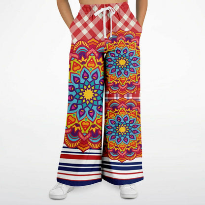 Hippy-Dippy Plaid Eco-Poly Wide Leg Pants