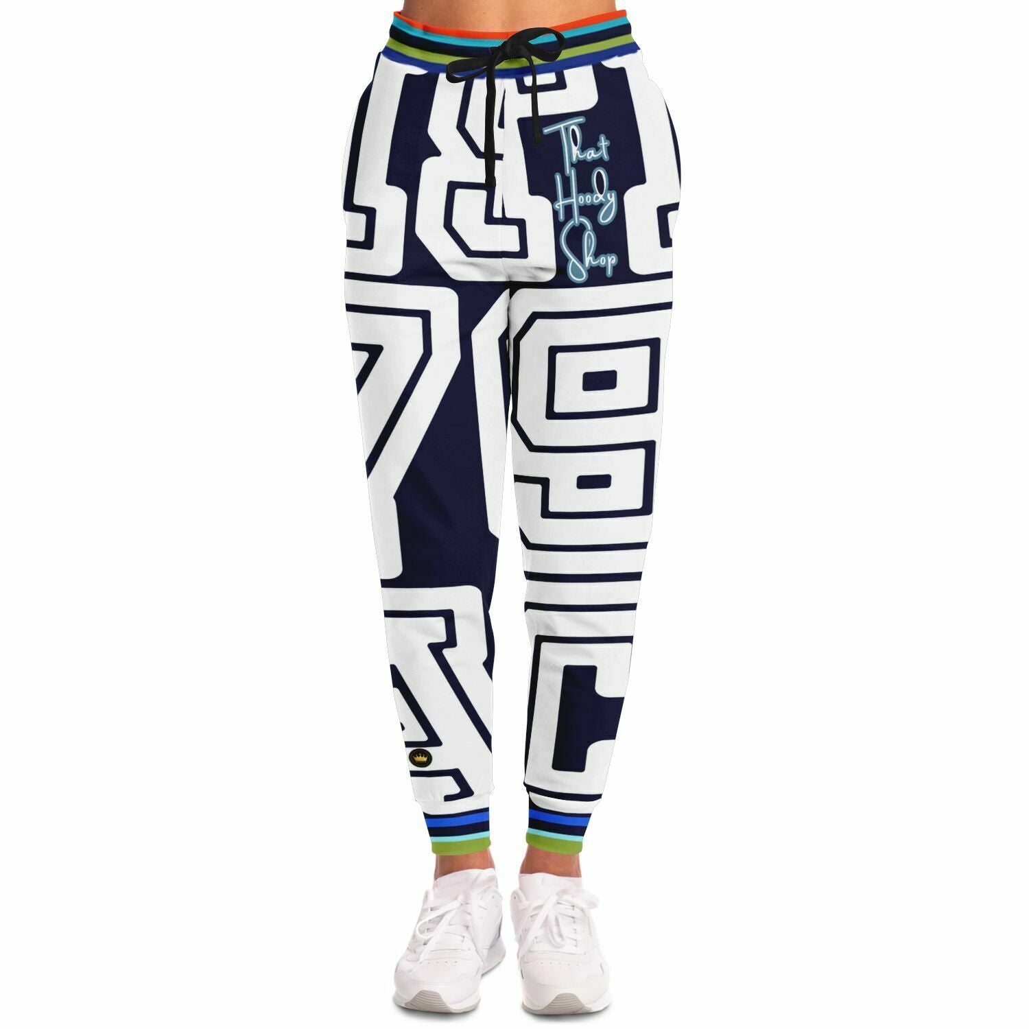 Monograma THS 1976 CA en joggers unisex de poliéster ecológico azul marino medianoche 