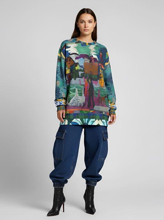 Basel at the Rhine in Expressionism Unisex Sweatshirt (Gold Label)