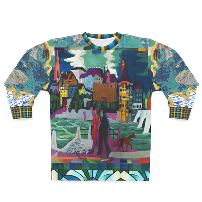 Basel at the Rhine in Expressionism Unisex Sweatshirt (Gold Label)
