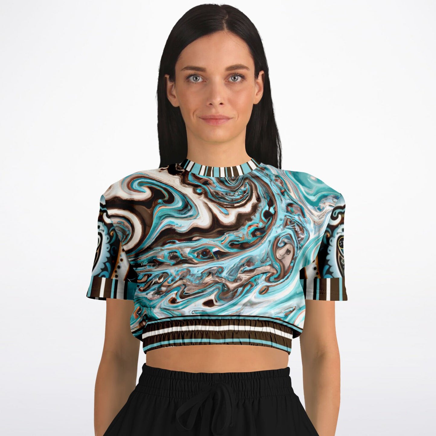 Turk and Caicos Short Sleeve Cropped Eco-Poly Sweater