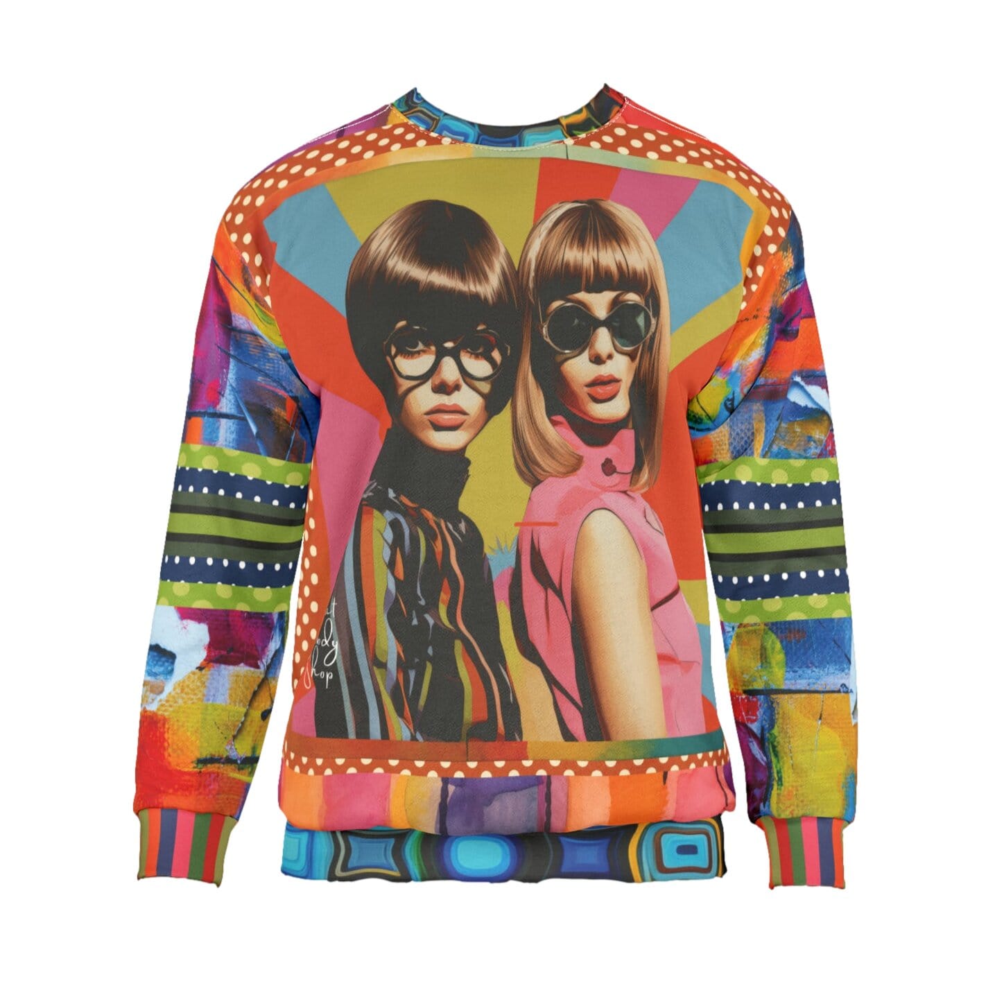 Beatnik Girls - Sudadera unisex con estampado abstracto Rainbow Flash Hippie