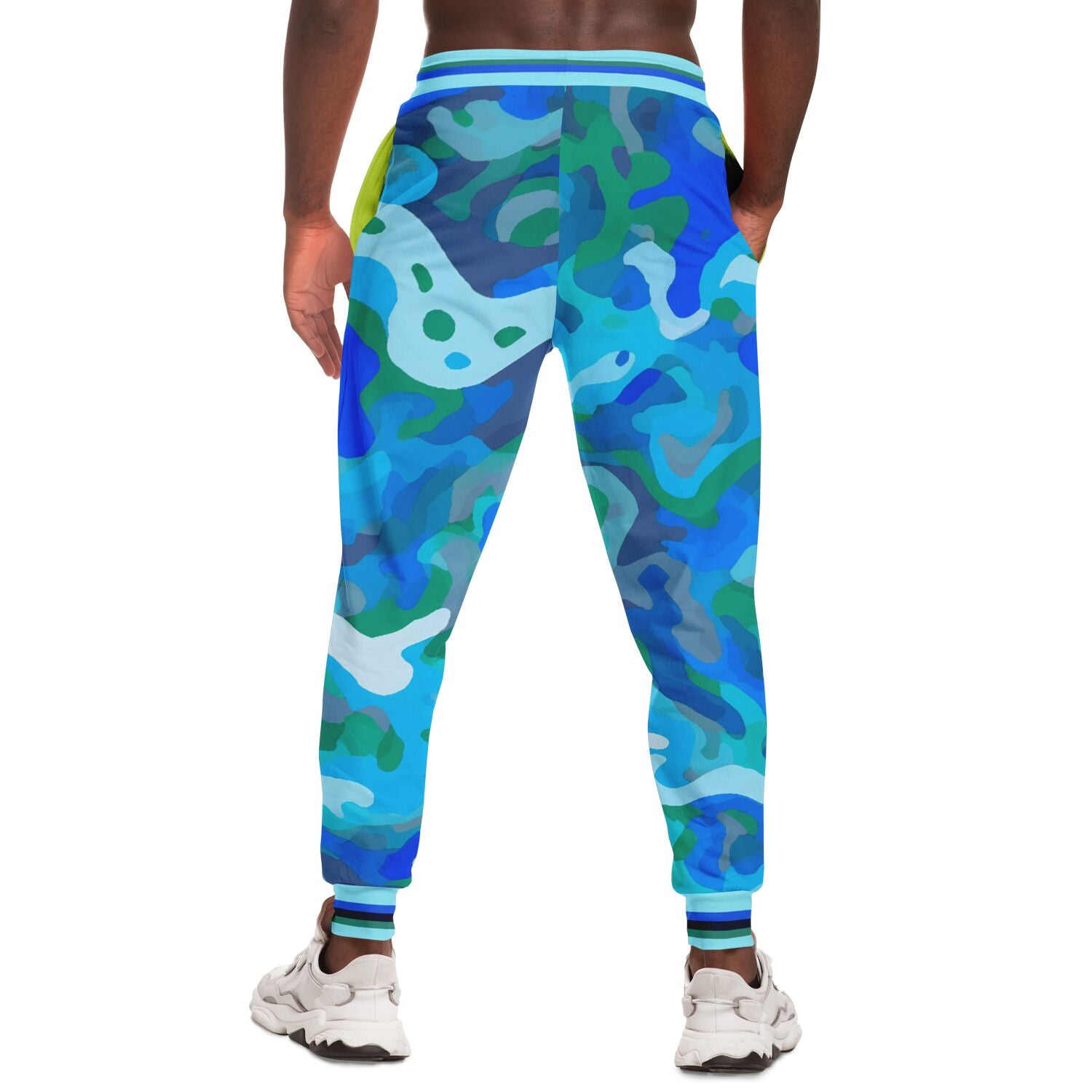 Joggers unisex de poliéster ecológico 1976 de camuflaje azul Motion of the Ocean 