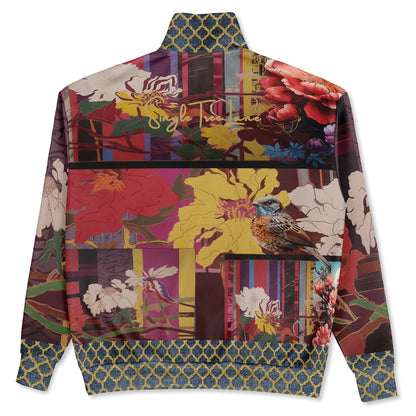Birds of a Feather in Abstract Floral Stripe Heavyweight Quarter Zip Unisex Pullover