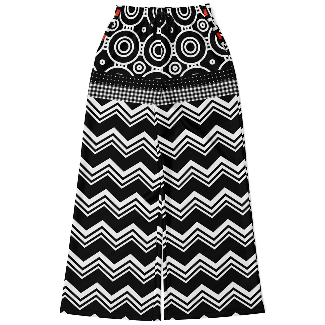 Black Chevron All Over Me Eco-Poly Widel Leg Pants