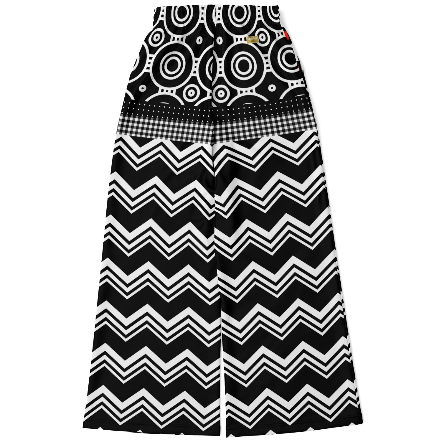 Black Chevron All Over Me Eco-Poly Widel Leg Pants