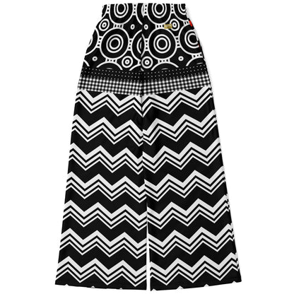 Black Chevron All Over Me Eco-Poly Widel Leg Pants