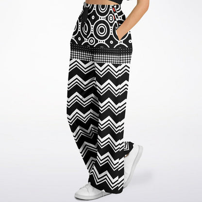 Black Chevron All Over Me Eco-Poly Widel Leg Pants