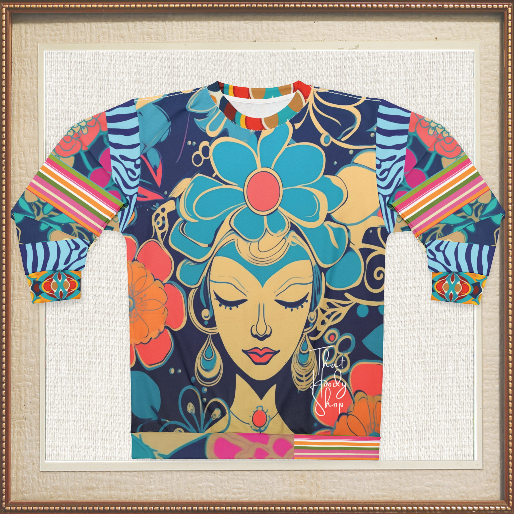 Blue Divine Floral Girl Unisex Sweatshirt (Gold Label)