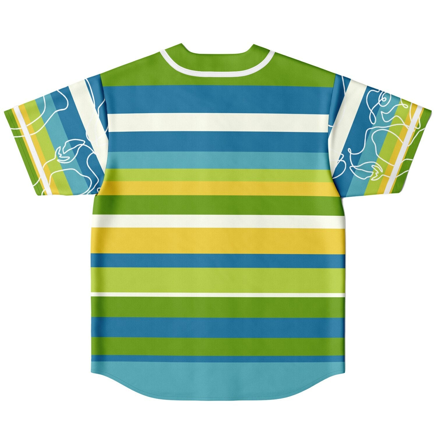 Blue Green Abstract 70s Blob Stripe Reversible Eco-Poly Short Sleeve Reversible Baseball Jersey