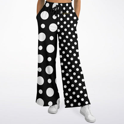 Bubbles in Black and White Eco-Poly Wide Leg Pants